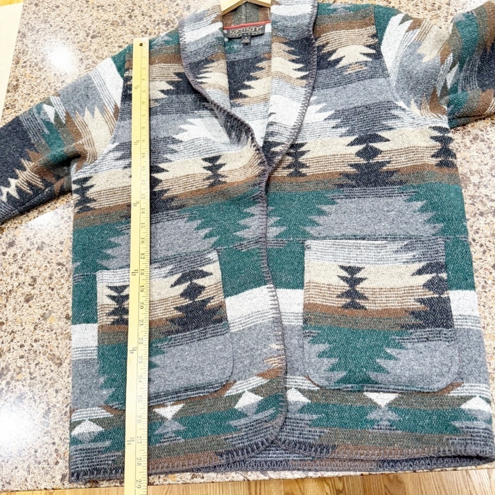 Vintage Karen Kane Shawl Collar Wool-Blend Blanket-Style Tribal Jacket S - Picture 6 of 9